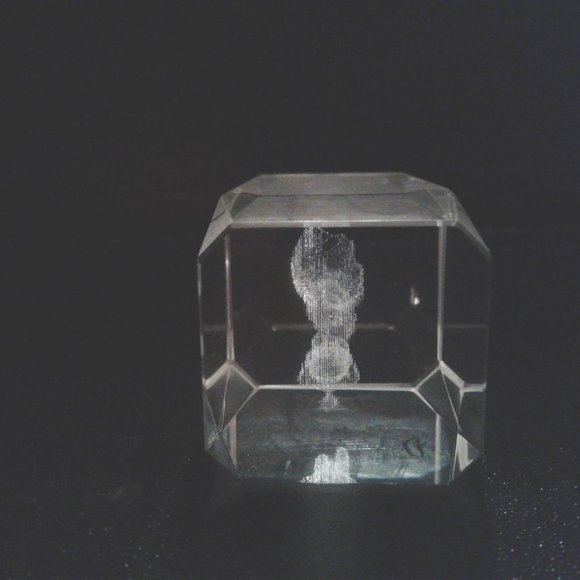 3D Valentine Laser Etched Crystal Cube - Picture 7 of 10